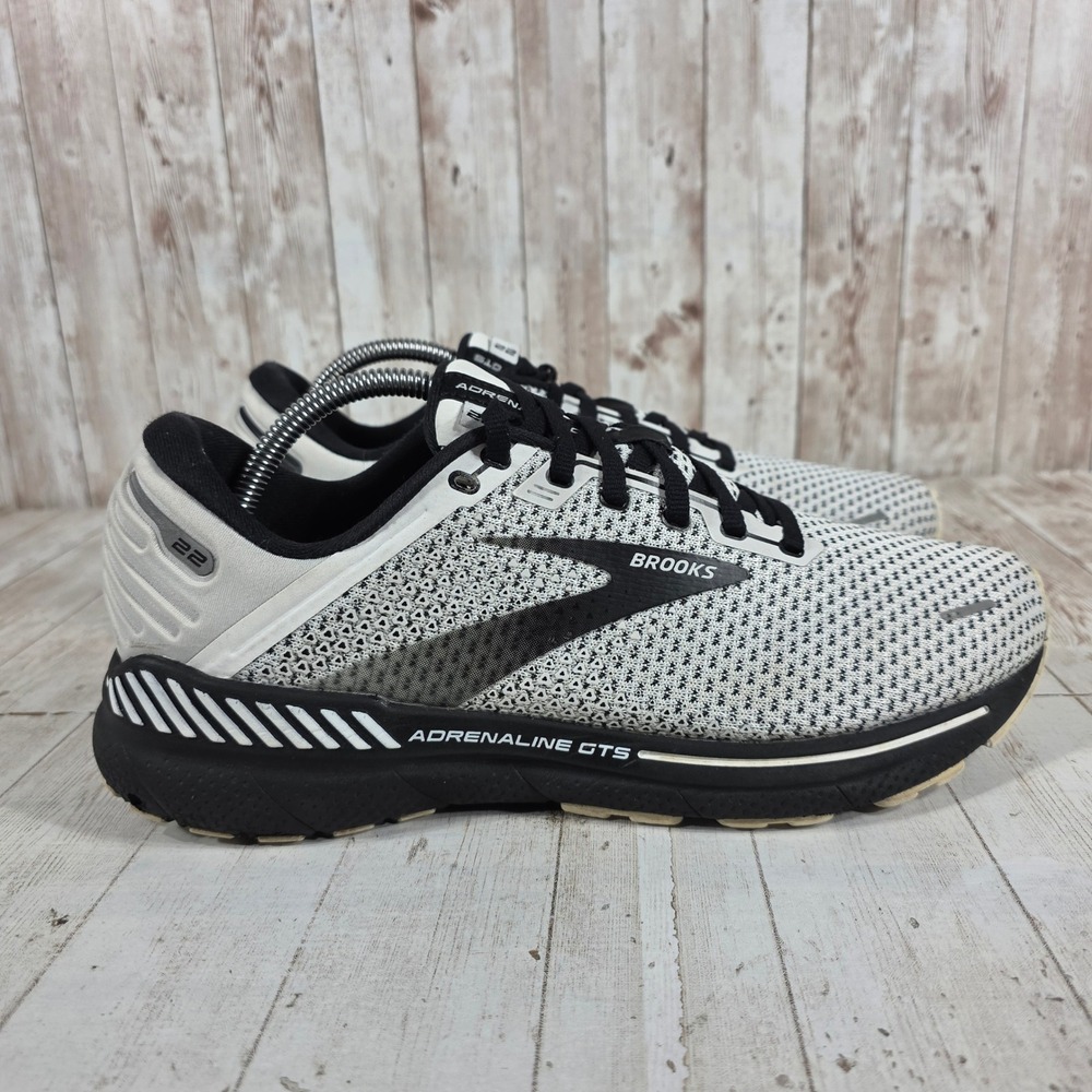 Brooks Adrenaline GTS 22 Mens 9.5 Wide 2E White Black Running Shoes 1103662E135